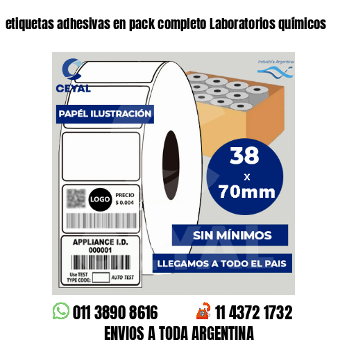 etiquetas adhesivas en pack completo Laboratorios químicos