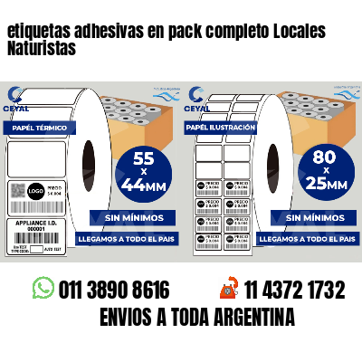 etiquetas adhesivas en pack completo Locales Naturistas