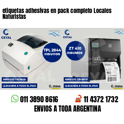 etiquetas adhesivas en pack completo Locales Naturistas