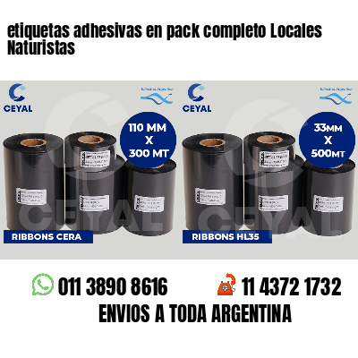 etiquetas adhesivas en pack completo Locales Naturistas