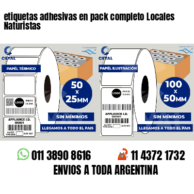 etiquetas adhesivas en pack completo Locales Naturistas