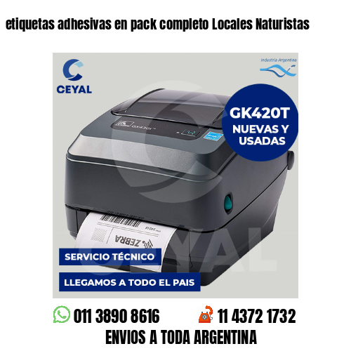 etiquetas adhesivas en pack completo Locales Naturistas