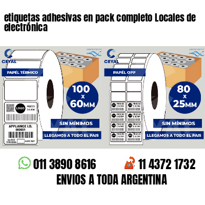 etiquetas adhesivas en pack completo Locales de electrónica