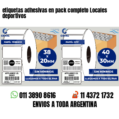 etiquetas adhesivas en pack completo Locales deportivos