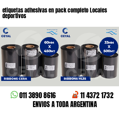 etiquetas adhesivas en pack completo Locales deportivos