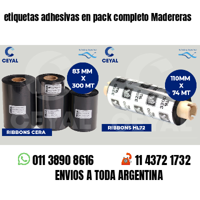 etiquetas adhesivas en pack completo Madereras