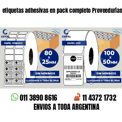 etiquetas adhesivas en pack completo Proveedurías