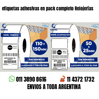 etiquetas adhesivas en pack completo Relojerías