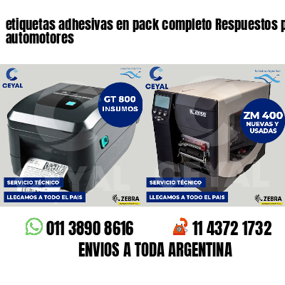 etiquetas adhesivas en pack completo Respuestos para automotores