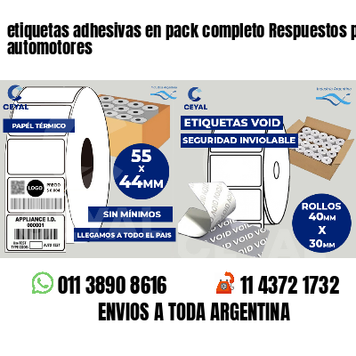 etiquetas adhesivas en pack completo Respuestos para automotores