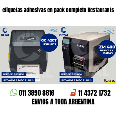 etiquetas adhesivas en pack completo Restaurants