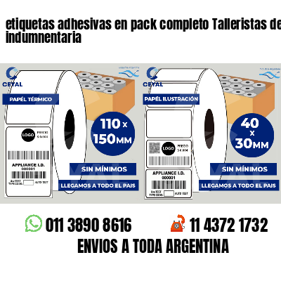 etiquetas adhesivas en pack completo Talleristas de indumnentaria