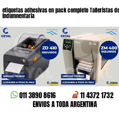 etiquetas adhesivas en pack completo Talleristas de indumnentaria