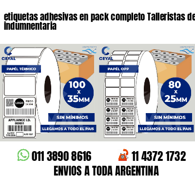 etiquetas adhesivas en pack completo Talleristas de indumnentaria
