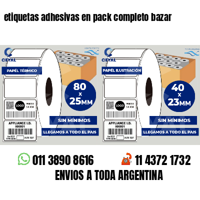 etiquetas adhesivas en pack completo bazar