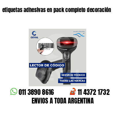 etiquetas adhesivas en pack completo decoración