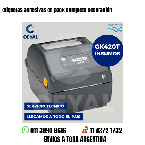 etiquetas adhesivas en pack completo decoración