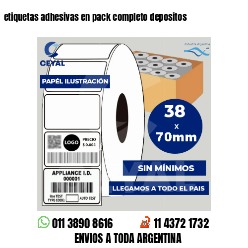 etiquetas adhesivas en pack completo depositos