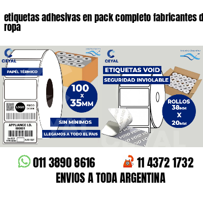 etiquetas adhesivas en pack completo fabricantes de ropa