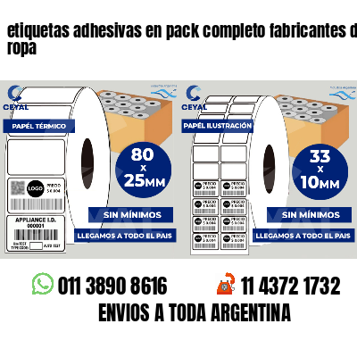 etiquetas adhesivas en pack completo fabricantes de ropa