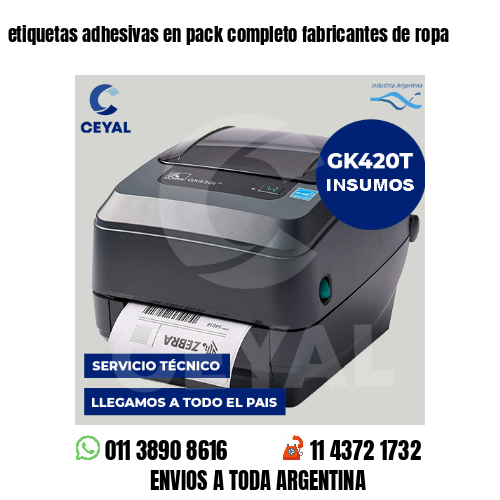 etiquetas adhesivas en pack completo fabricantes de ropa