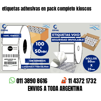 etiquetas adhesivas en pack completo kioscos