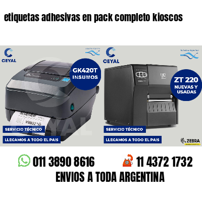 etiquetas adhesivas en pack completo kioscos