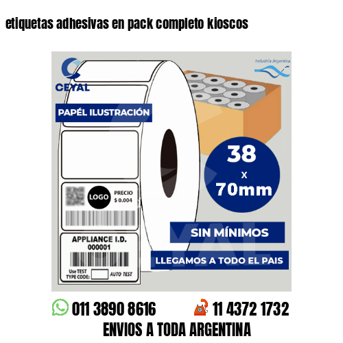 etiquetas adhesivas en pack completo kioscos