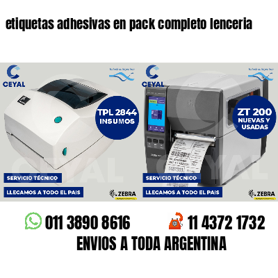 etiquetas adhesivas en pack completo lenceria