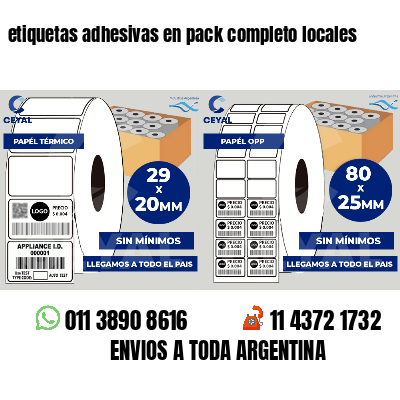 etiquetas adhesivas en pack completo locales