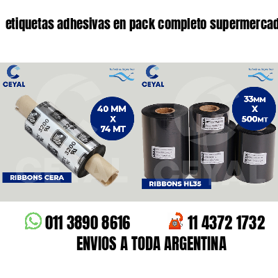 etiquetas adhesivas en pack completo supermercados