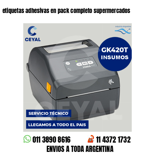 etiquetas adhesivas en pack completo supermercados