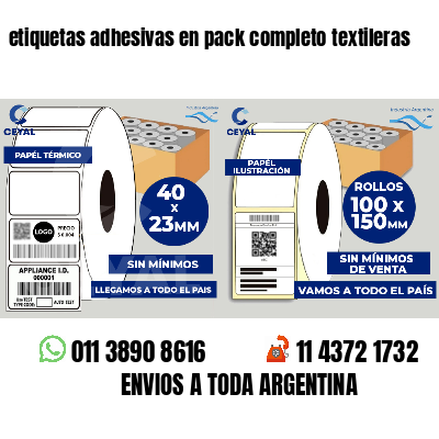 etiquetas adhesivas en pack completo textileras