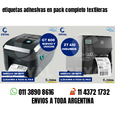 etiquetas adhesivas en pack completo textileras