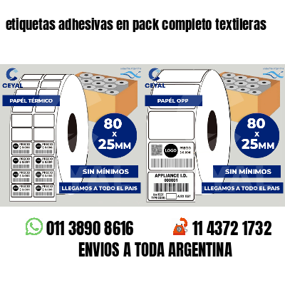 etiquetas adhesivas en pack completo textileras