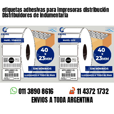 etiquetas adhesivas para impresoras distribución Distribuidores de indumentaria