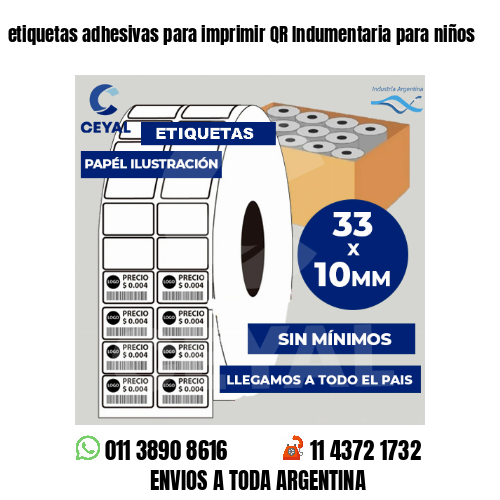 etiquetas adhesivas para imprimir QR Indumentaria para niños