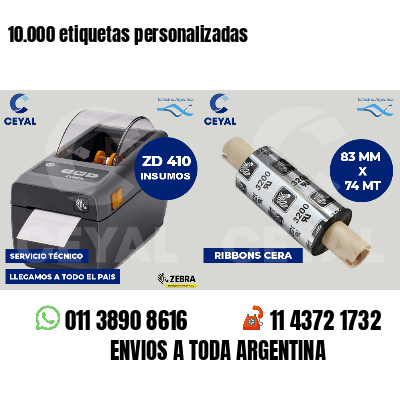 10.000 etiquetas personalizadas