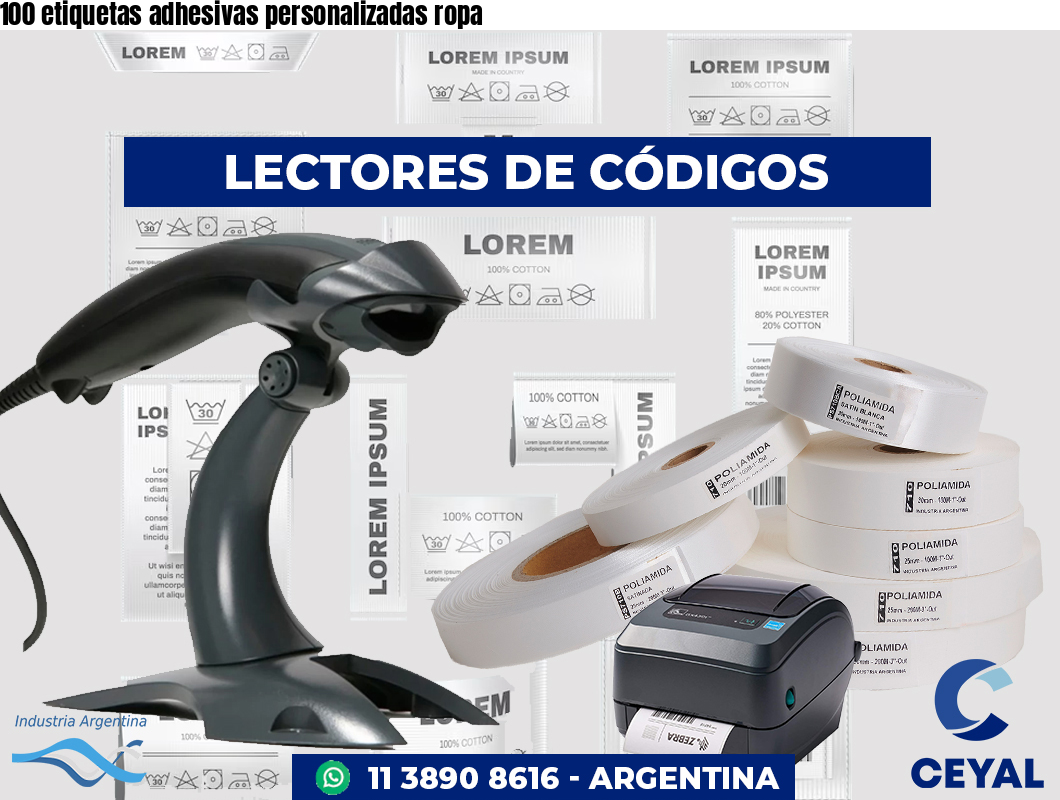 100 etiquetas adhesivas personalizadas ropa