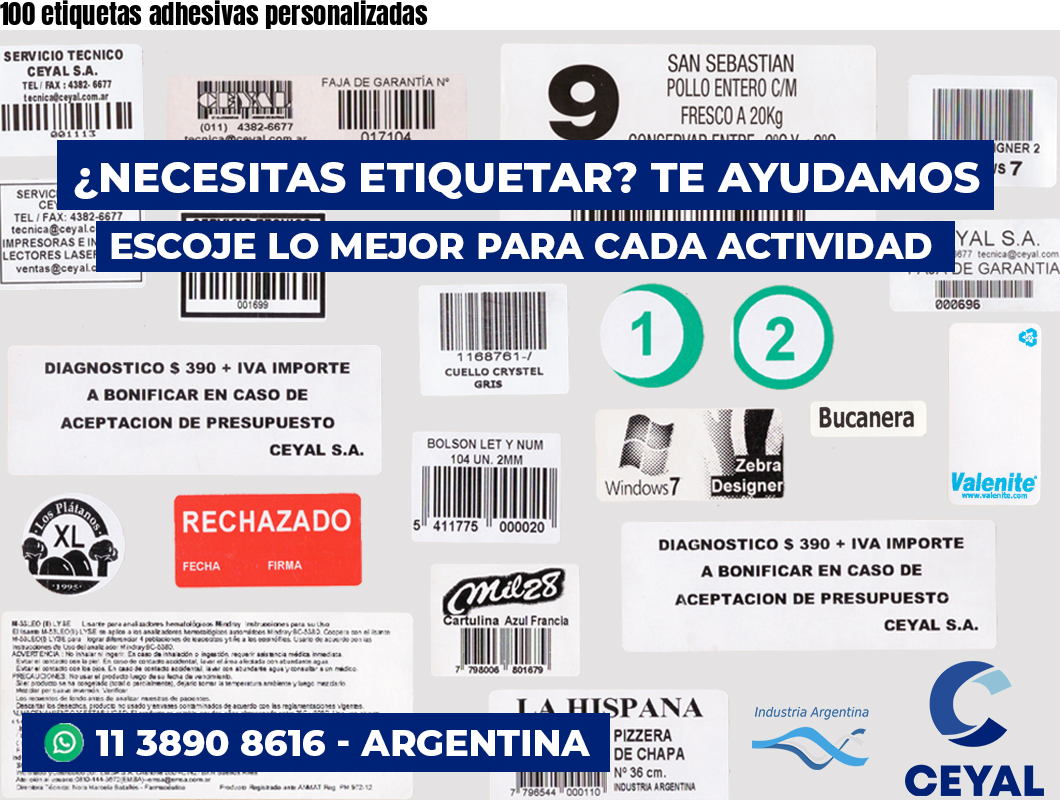 100 etiquetas adhesivas personalizadas