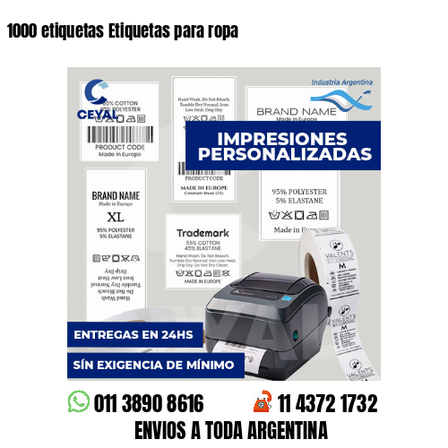 1000 etiquetas Etiquetas para ropa