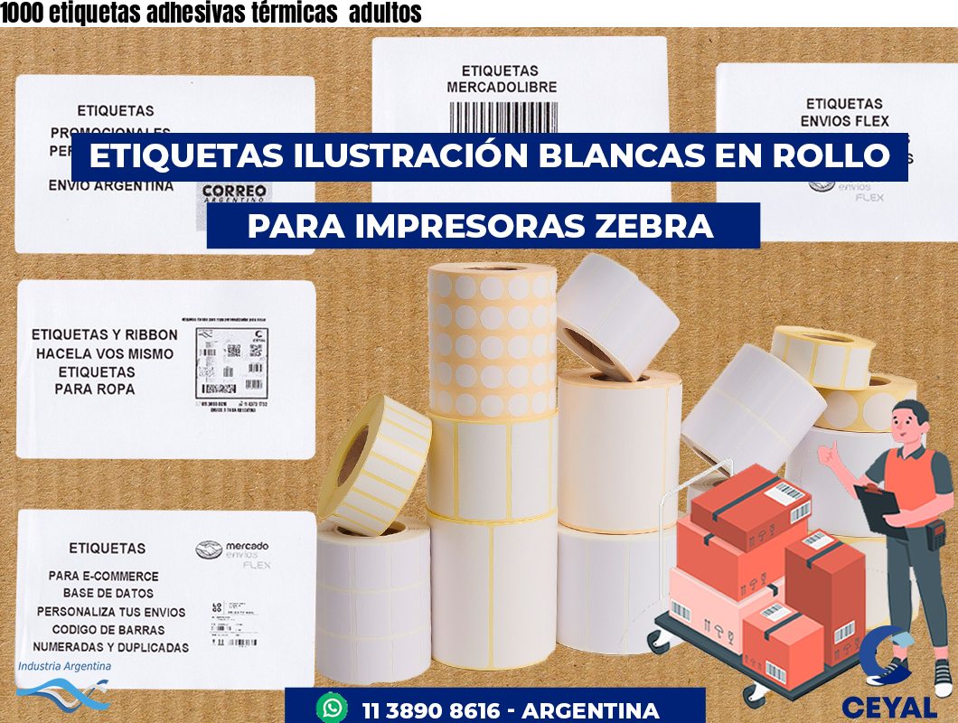 1000 etiquetas adhesivas térmicas  adultos