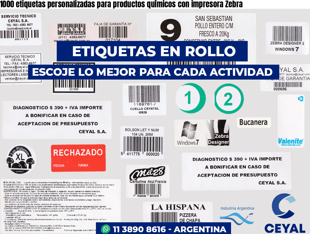 1000 etiquetas personalizadas para productos químicos con impresora Zebra