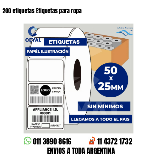 200 etiquetas Etiquetas para ropa