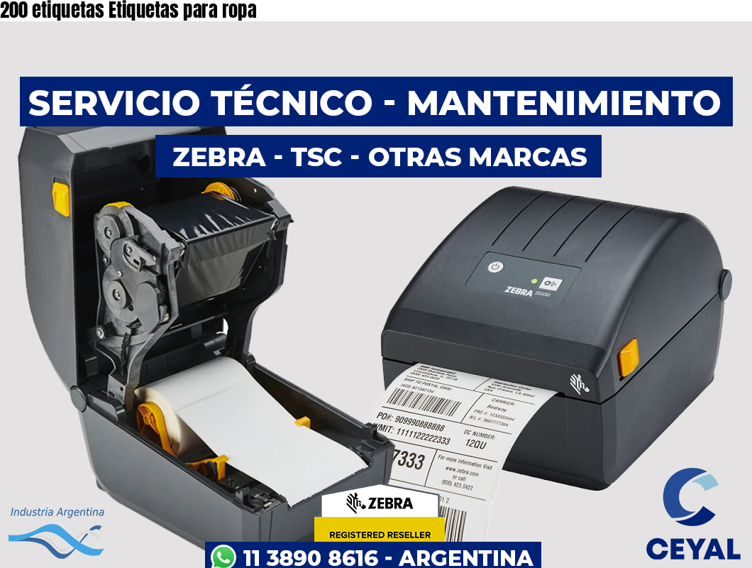 200 etiquetas Etiquetas para ropa