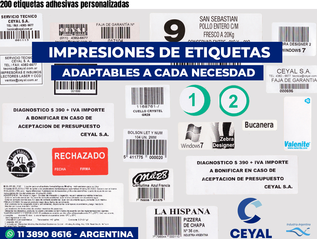 200 etiquetas adhesivas personalizadas