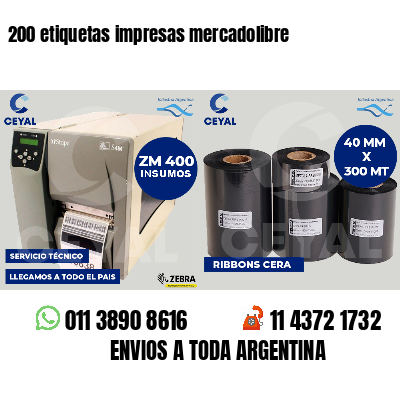 200 etiquetas impresas mercadolibre