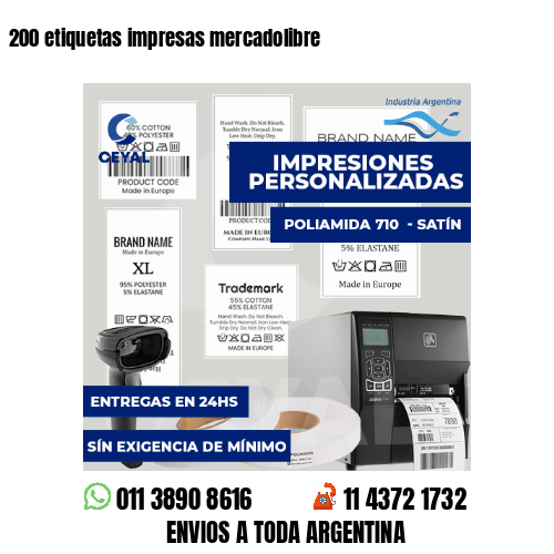 200 etiquetas impresas mercadolibre