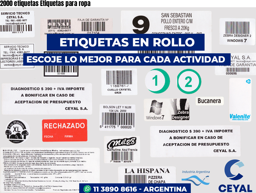 2000 etiquetas Etiquetas para ropa
