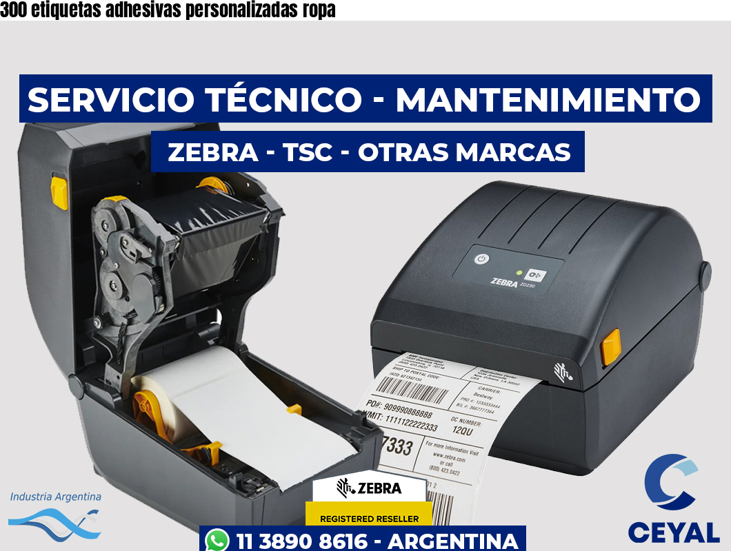 300 etiquetas adhesivas personalizadas ropa